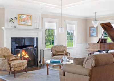 Rumford Fireplace with Peacock Green Granite